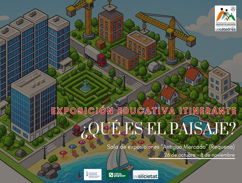 Infografía donde aparecen cuatro tipo de paisajes, el lugar y fecha donde tendrá lugar la exposición didáctica que es el paisaje